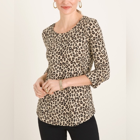 Chico's Tops - Women’s Chico leopard print three-quarter sleeve top size M